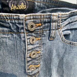 Y2K Angels Mid Rise Faded Medium Wash Flare Jeans Size Girls 16 Medium